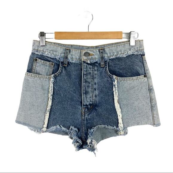 CARMAR Spliced High Rise Fray Cut Off Denim Shorts - Picture 4 of 16